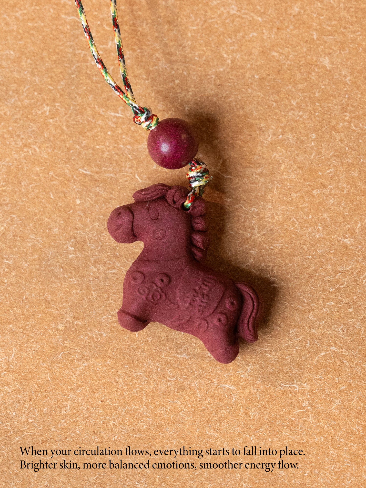 Handmade Herbal Incense Horse Pendant, Chinese Style Aromatherapy Charm for Car, Bag, Closet and Room Decor for Relaxation and Good Energy