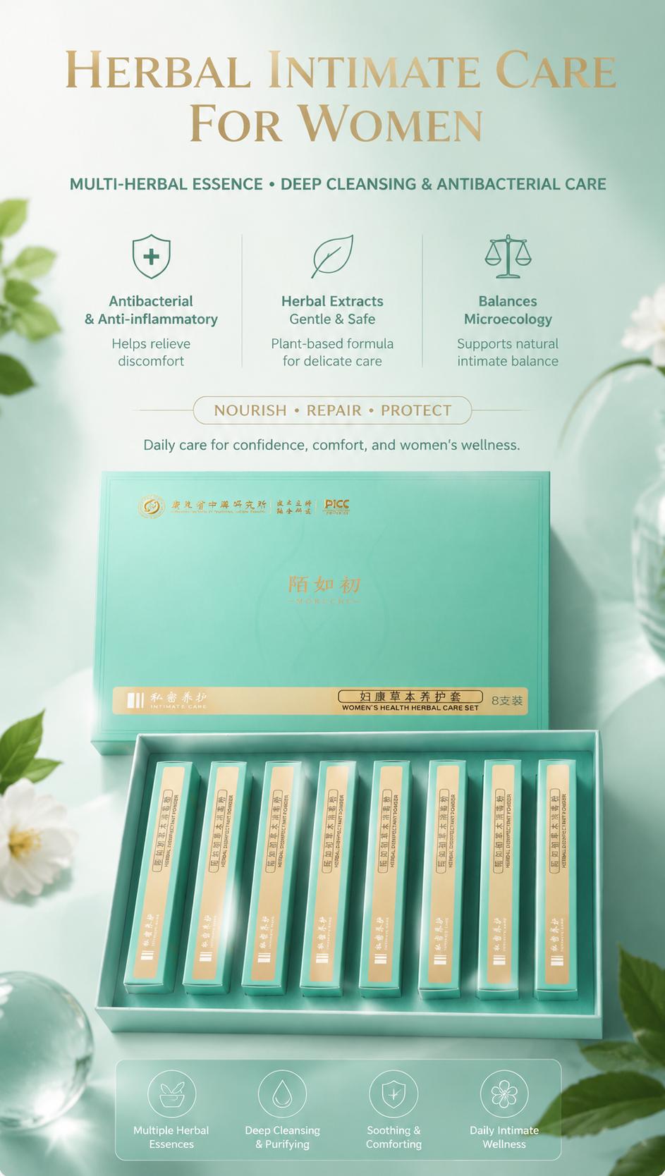 Women's Herbal Intimate Care Set – Supports Vaginal Flora Balance, Helps Reduce Odor & Discomfort