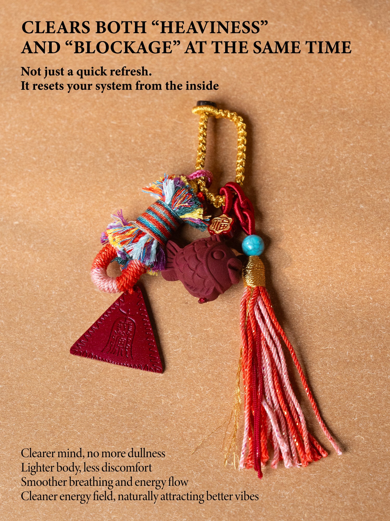 Handmade Chinese Cinnabar Herbal Incense Charm, Five Elements Tassel Pendant for Car Mirror, Bag, Room Decor and Good Energy
