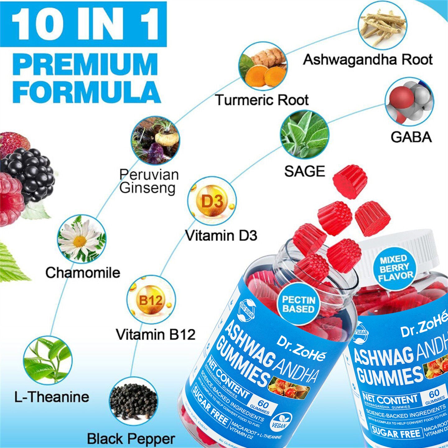 Ashwagandha Gummies – Stress Relief, Calm & Sleep Support, Sugar Free Daily Formula