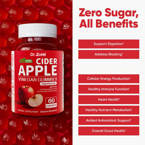Apple Cider Vinegar Gummies – Digestive Support, Bloating Relief & Daily Wellness, Sugar Free