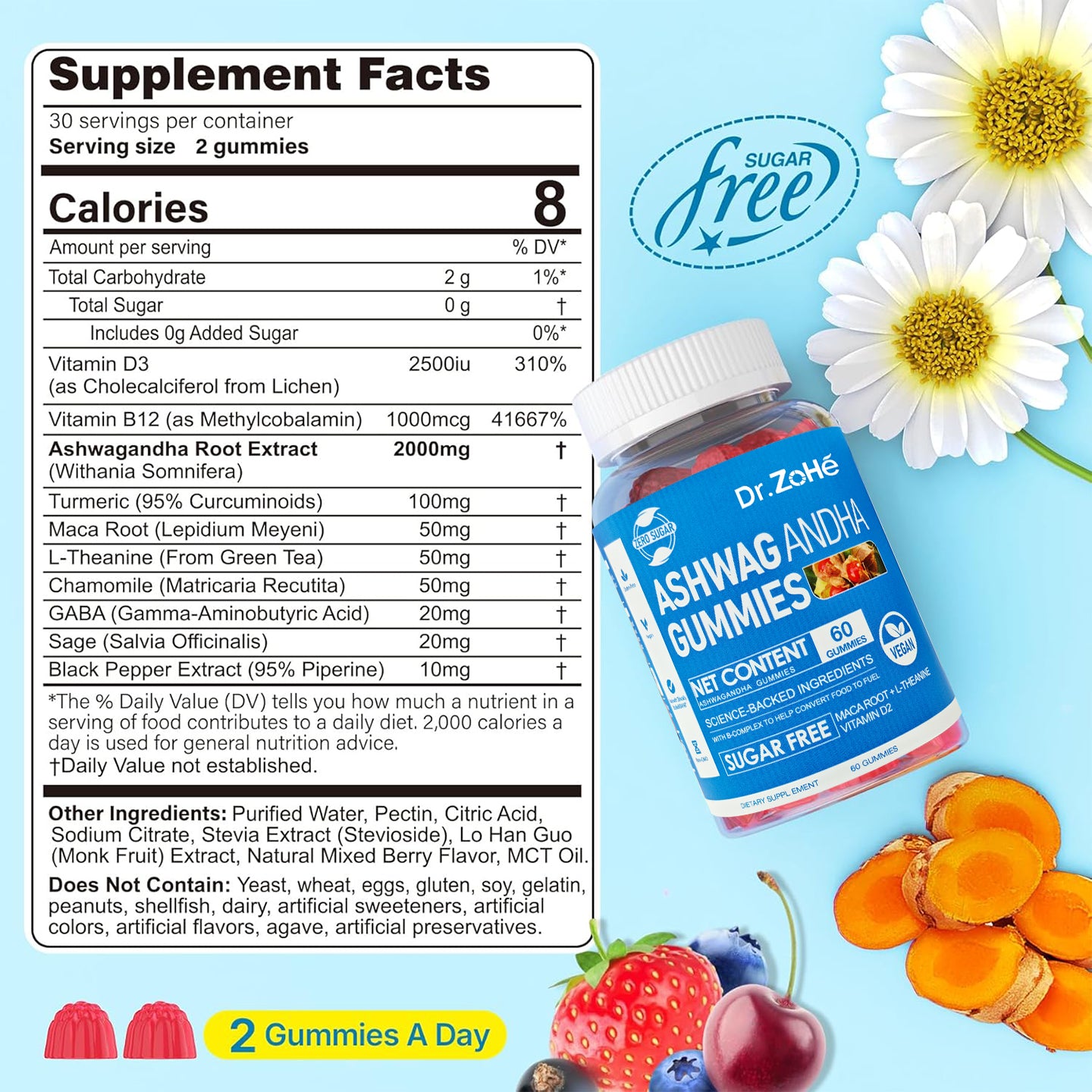Ashwagandha Gummies – Stress Relief, Calm & Sleep Support, Sugar Free Daily Formula