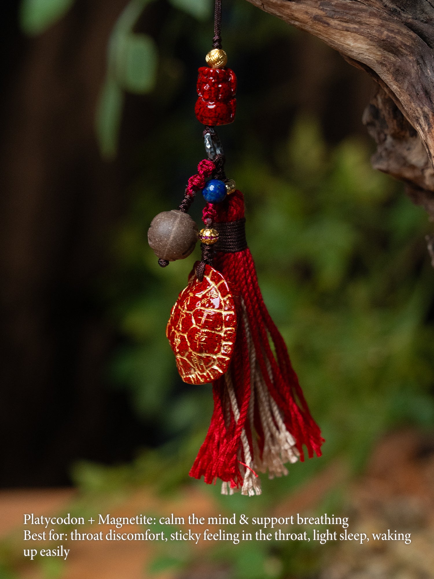 Handmade Chinese Cinnabar Herbal Incense Charm, Five Elements Tassel Pendant for Car Mirror, Bag, Room Decor and Good Energy