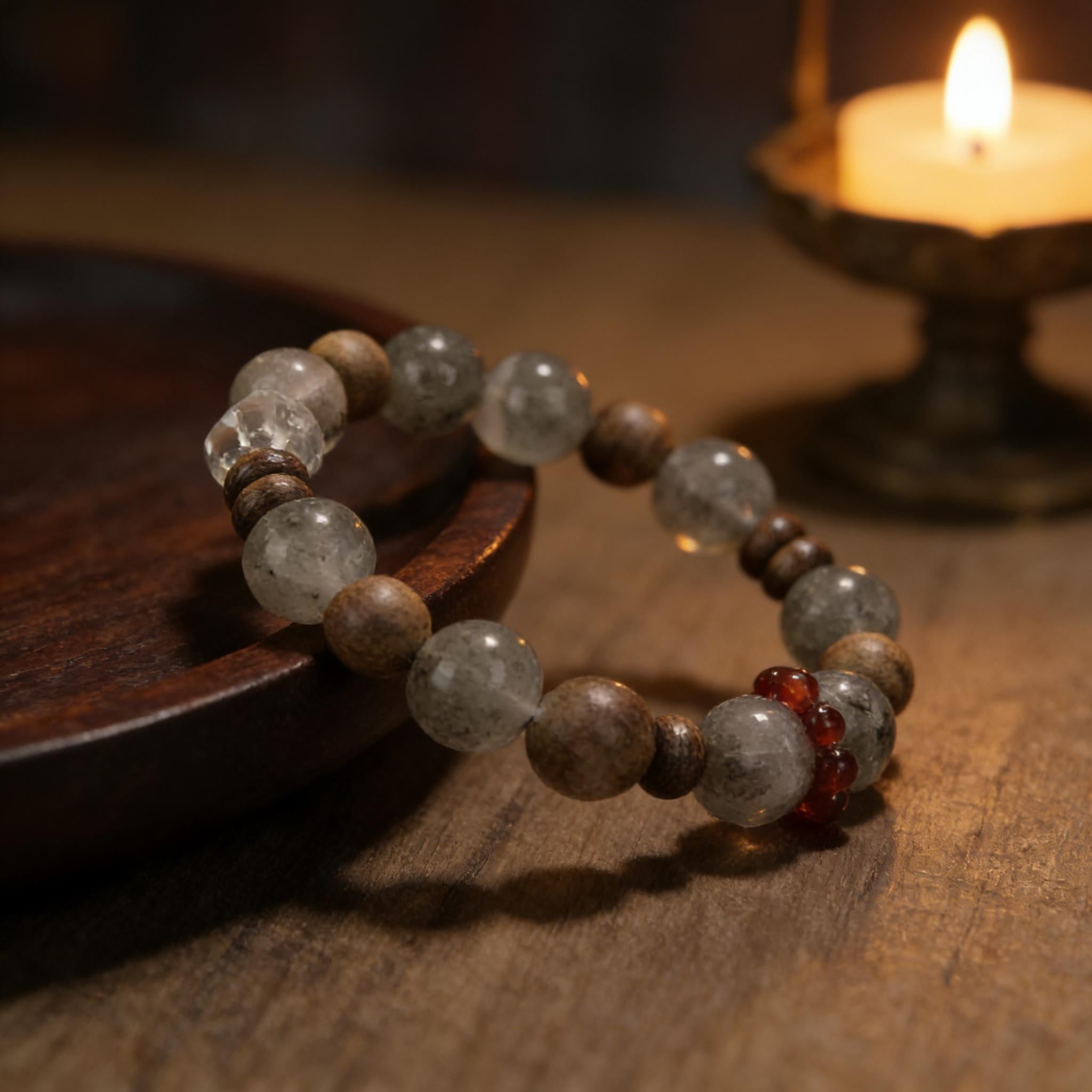 Natural Green Phantom Clear Quartz Bracelet Business Luck Wealth Expansion & Prosperity Energy