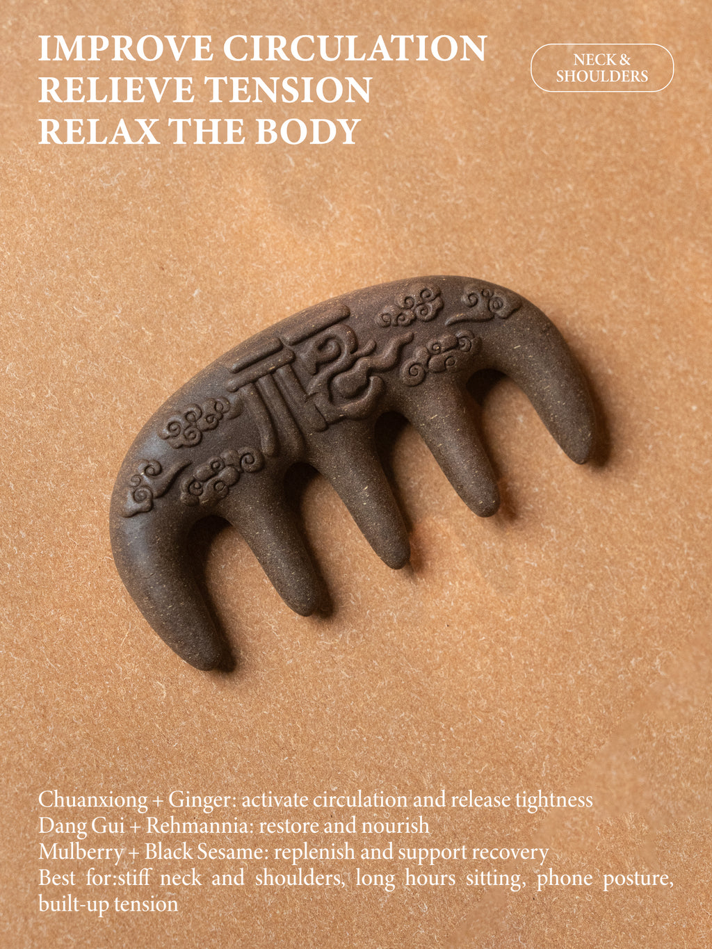 Handcrafted Herbal Massage Comb Anti Hair Loss & Hair Growth Support Boosts Blood Circulation & Relieves Stress