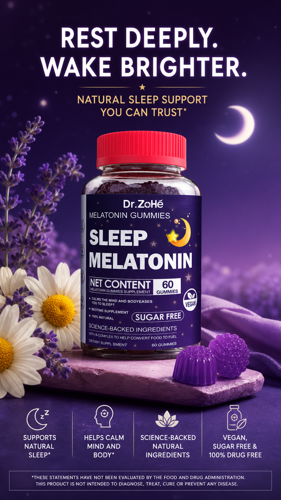 Fall Asleep Faster, Stay Rested Longer – Melatonin Gummies for Natural Sleep Support