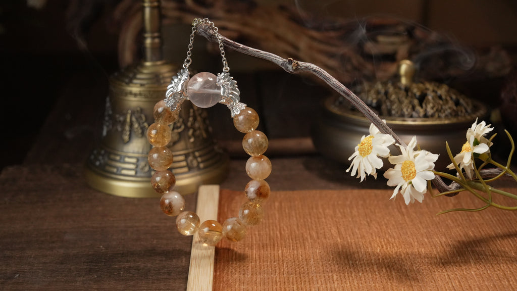 Natural Golden Citrine Crystal Bracelet for Wealth Career Success and Abundance High Quality