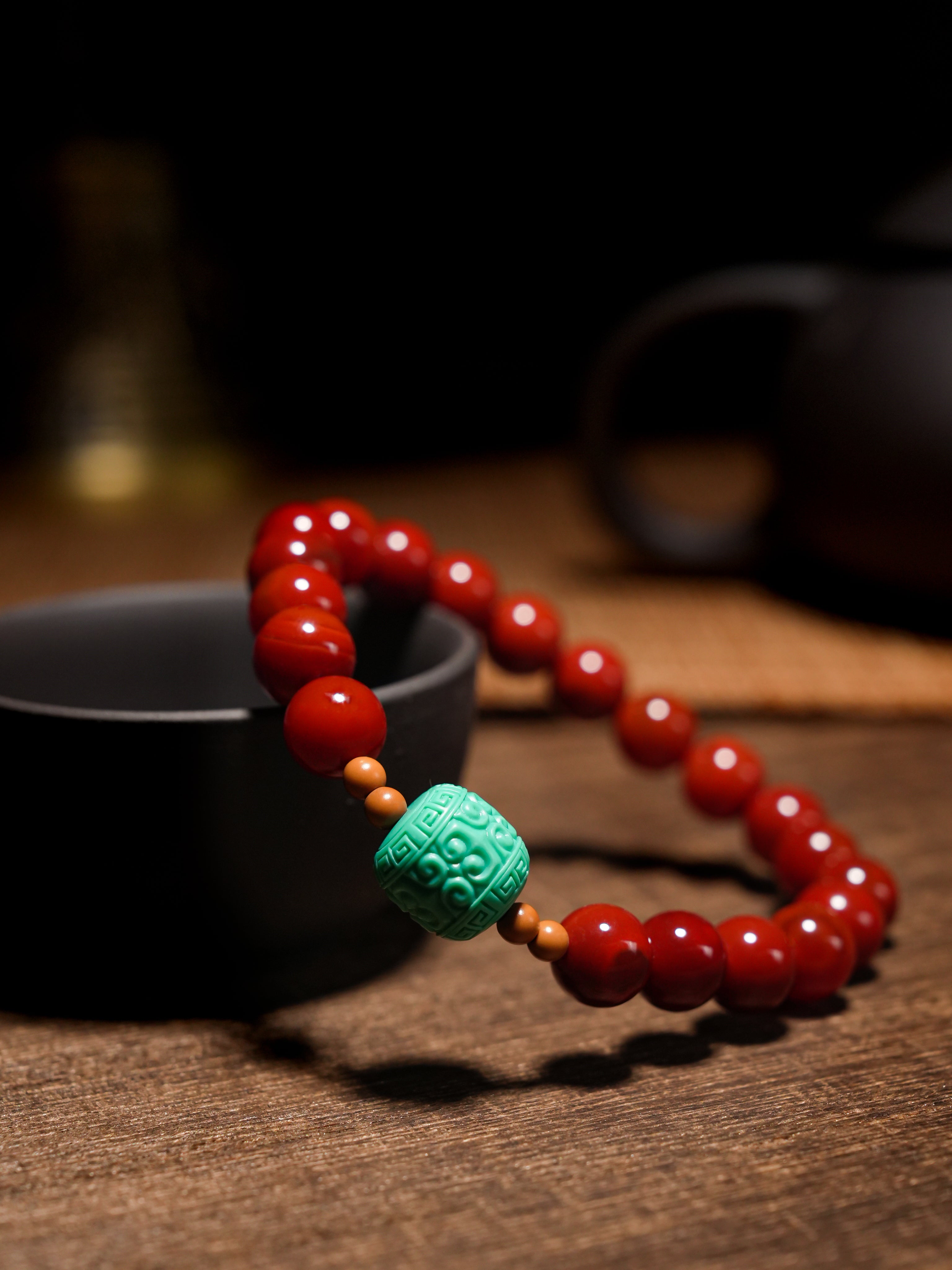 Natural Red Agate Crimson Guardian Beads Bracelet for Luck Shift and Energy Boost