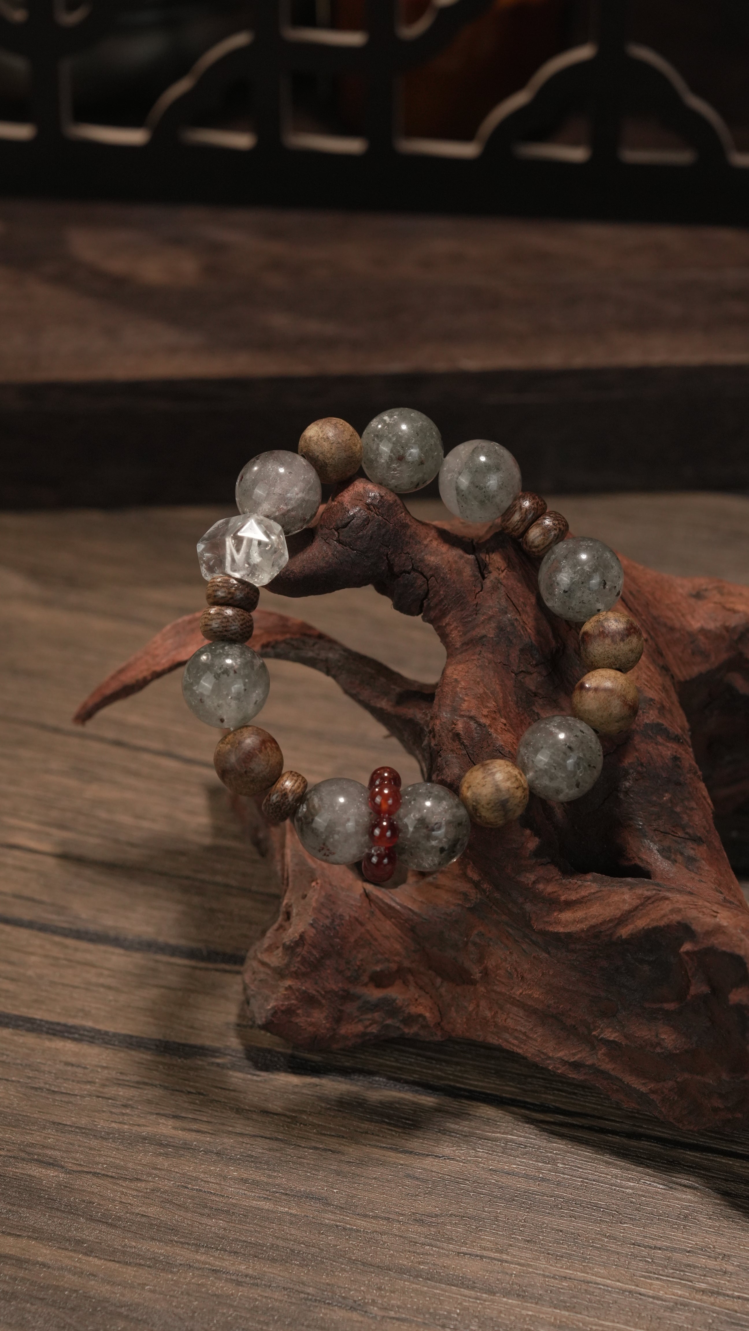 Natural Green Phantom Clear Quartz Bracelet Business Luck Wealth Expansion & Prosperity Energy