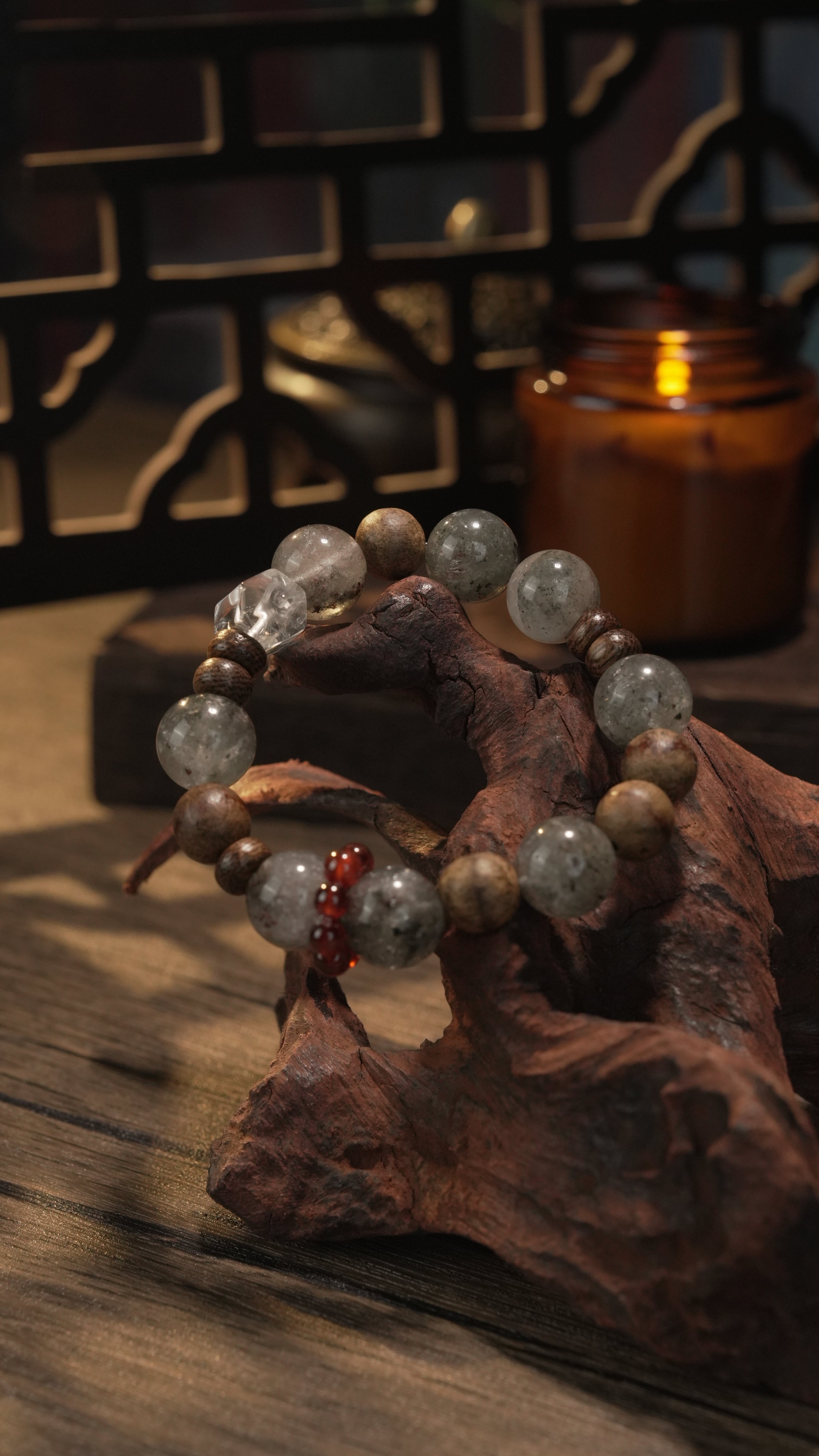 Natural Green Phantom Clear Quartz Bracelet Business Luck Wealth Expansion & Prosperity Energy
