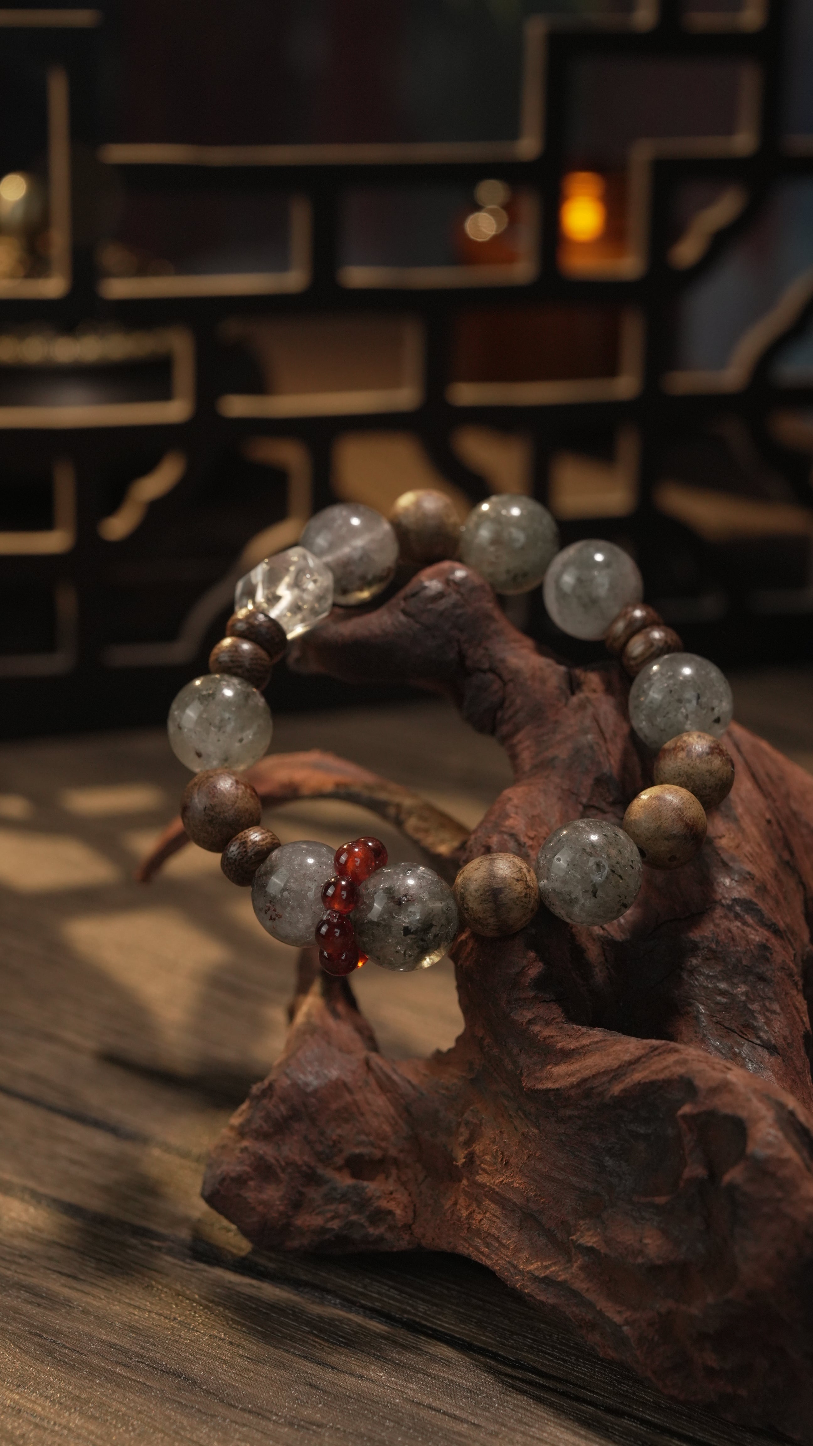Natural Green Phantom Clear Quartz Bracelet Business Luck Wealth Expansion & Prosperity Energy