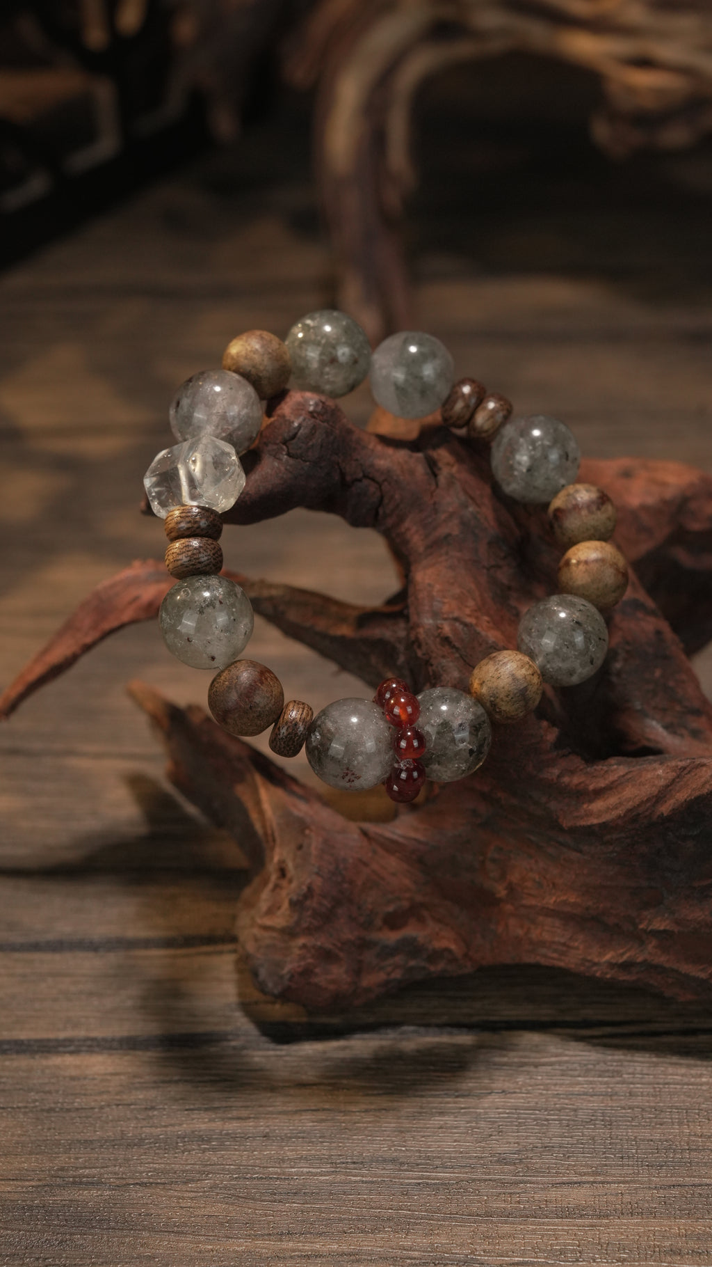 Natural Green Phantom Clear Quartz Bracelet Business Luck Wealth Expansion & Prosperity Energy