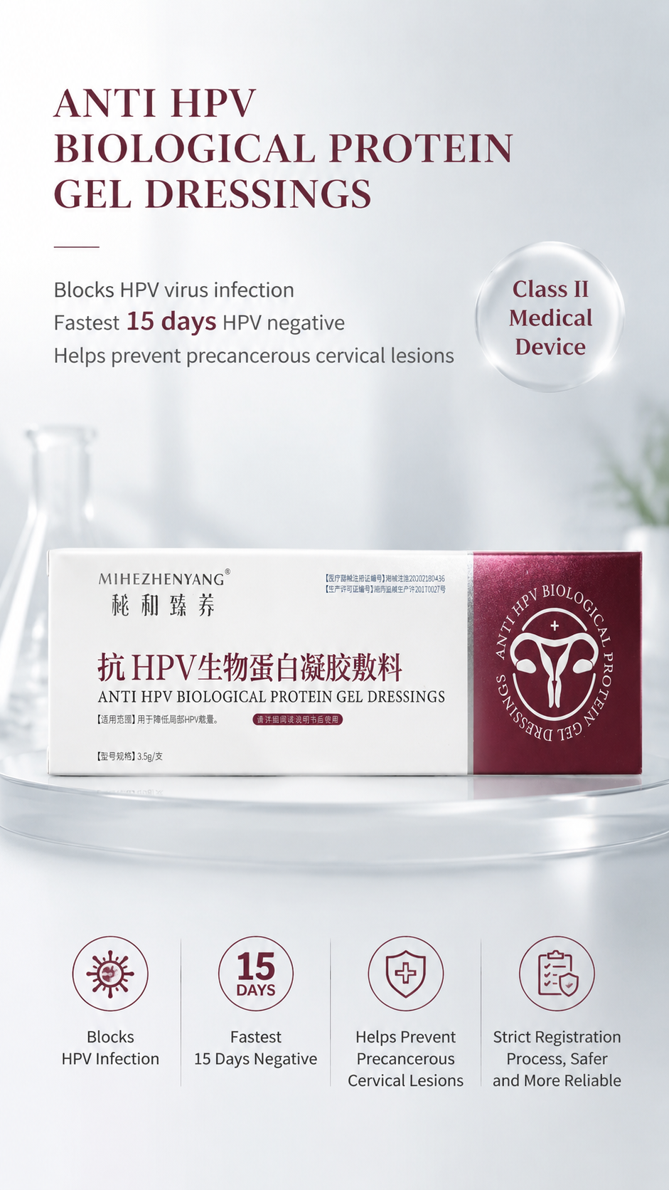 Anti HPV Biological Protein Gel Dressing | Class II Medical Device for Cervical Care